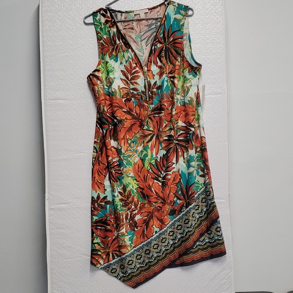 Tropical Print Sleeveless Dress
